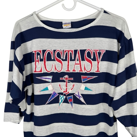 Vintage Mendez Sportswear Striped "Ecstasy" Sailing Top, Size M - Picture 2 of 5